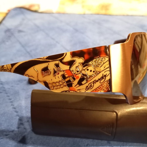 Ed Hardy Unisex Vintage Sunglasses like new, black and brown