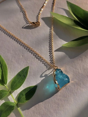 Handmade necklace with blue crystal new