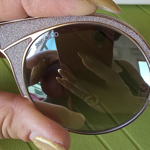 Jimmy Choo Ora/S 1KLNQ Cat Eye Sunglasses Like New, Gold and Silver