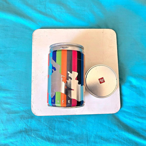 Illy vintage coffee tin, rainbow colors, Love Difference