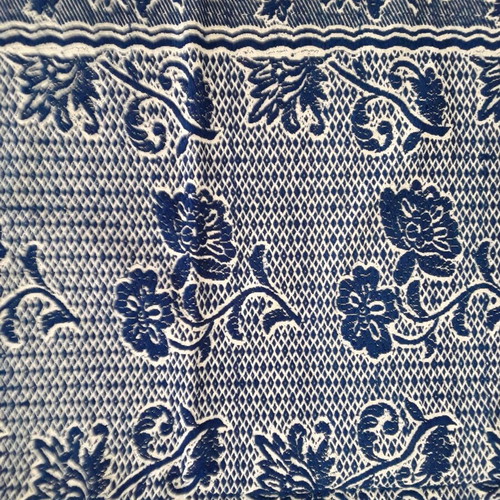 Woven blanket new blue with flowers 2.12x1.65m