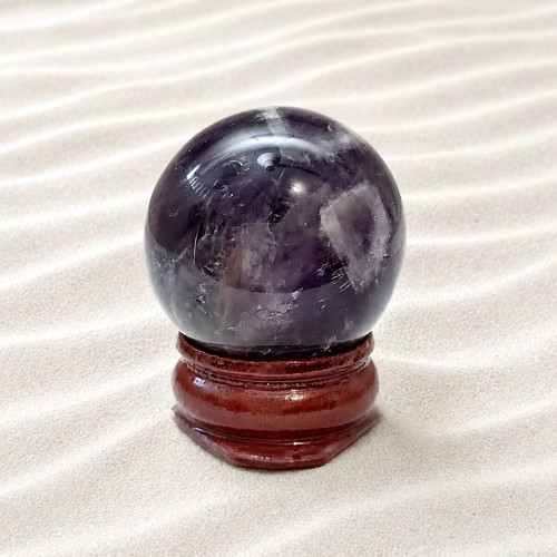 Decorative desk sphere with rosewood base and amethyst stone new