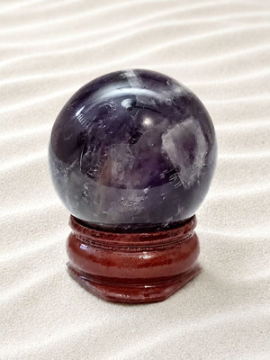 Decorative desk sphere with rosewood base and amethyst stone new