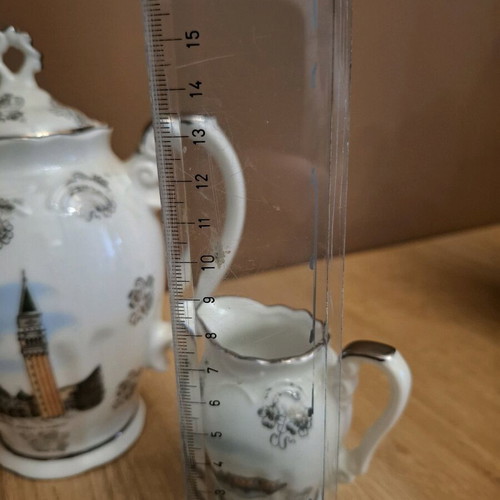 Vintage Bavaria porcelain tea set with painted Italian city scenes, like new