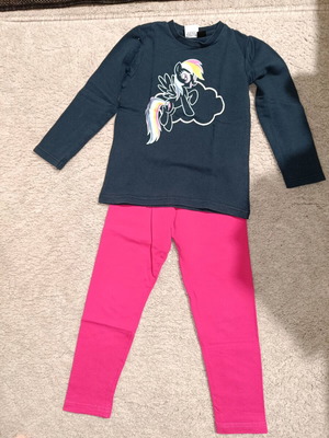 My Little Pony blue shirt and pink leggings set used size 4-6