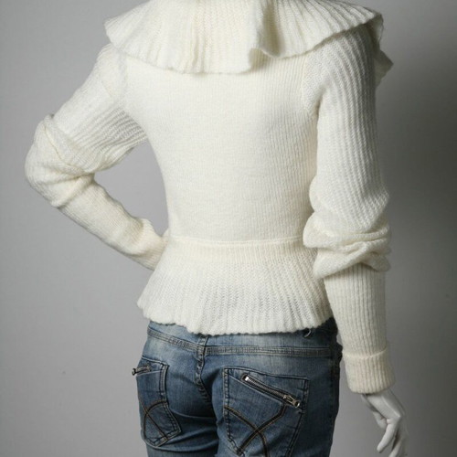 Morgan women's knitted cardigan bolero, long sleeve, ivory