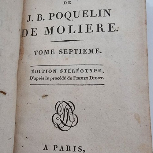 Oeuvres de Molière 1799 used, collectible 7th volume
