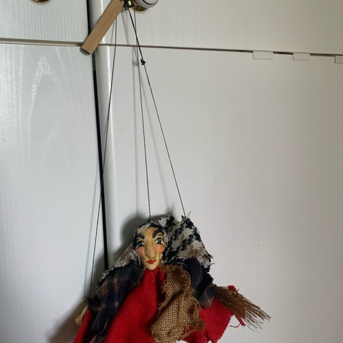 Witch Marionette Puppet for Decoration or Puppet Theater
