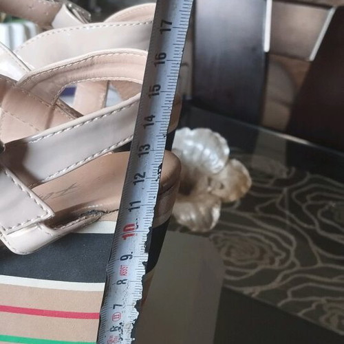 Platform shoes used with 12cm heel, size 38, beige multicolor