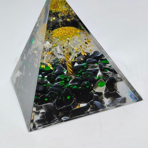 Orgonite Pyramid with Obsidian and Tree of Life