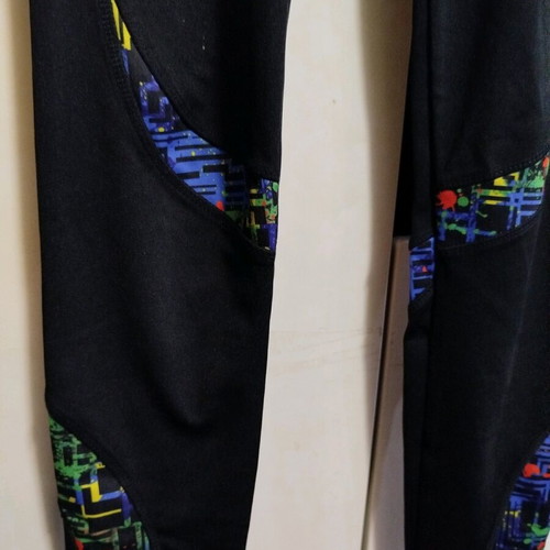 Leggings used, size S-M, black with colorful details