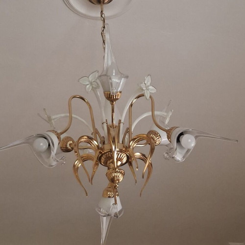 Crystal 6-light chandeliers like new, set of 2