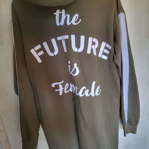 Khaki pink woman jacket used, medium to XL
