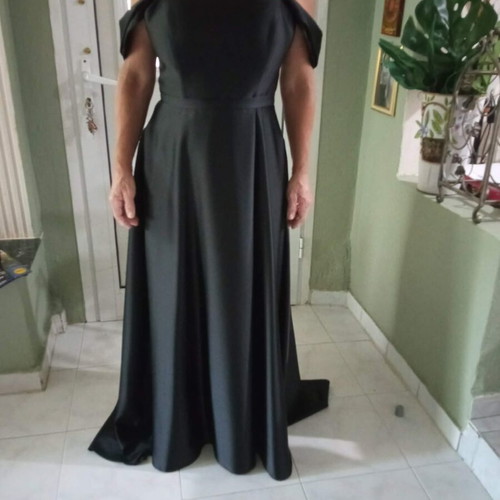 Black satin evening dress, size XXL