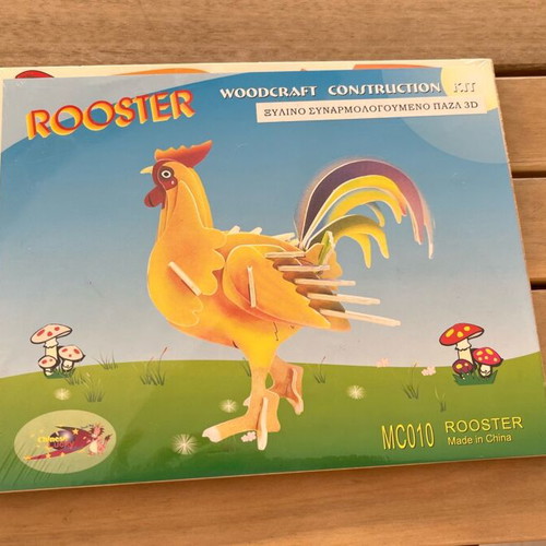 3D Wooden Rooster Puzzle new, Woodcraft Construction Kit