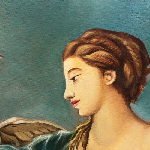 Oil painting on canvas used with gold frame by E. Cheimarios