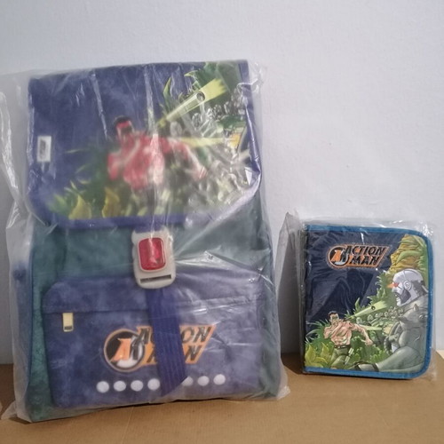 Vintage Action Man school bag and pencil case by Paxos, new