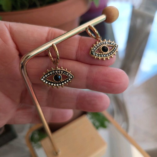 Stainless Steel Earrings new, black and gold