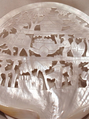 Handmade carved shell Asian art 20th century