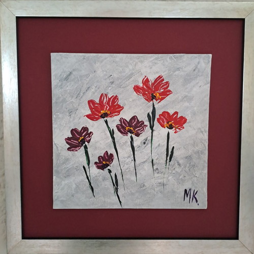 Acrylic painting 32x32 with flowers