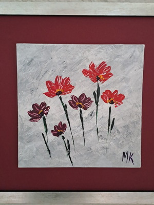 Acrylic painting 32x32 with flowers