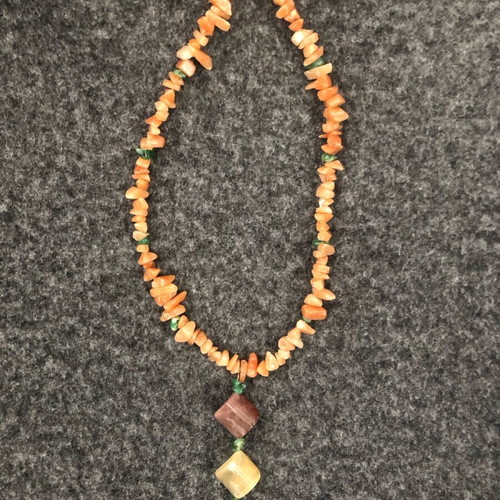Necklace with semiprecious stones 40cm, 925 silver, new