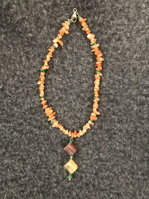 Necklace with semiprecious stones 40cm, 925 silver, new