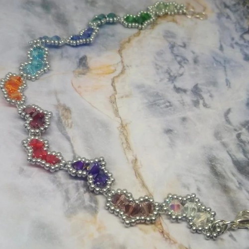 Bracelet with hearts new, handmade with Swarovski bicones