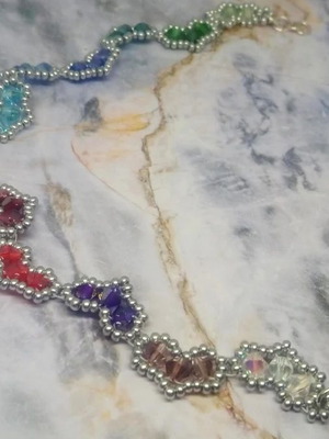 Bracelet with hearts new, handmade with Swarovski bicones