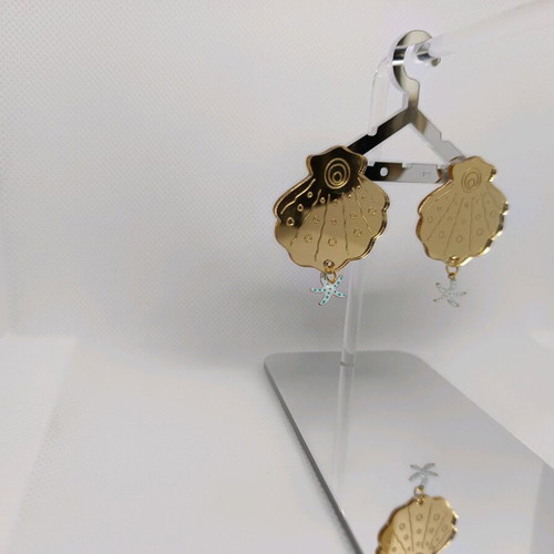 Plexiglass mirror earrings gold shell new