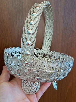 Ασημένιο 925 χειροποίητο καλαθάκι filigree καινούργιο