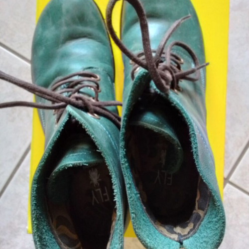 Fly London leather ankle boots green used size 38