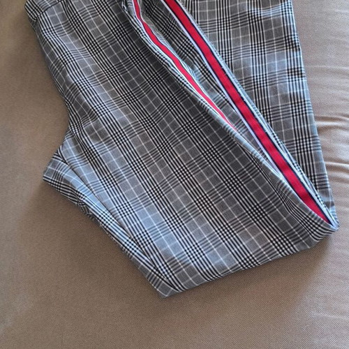 Checked Summer Pants with Red Stripe size Small like new