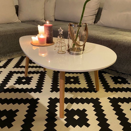 White coffee table with glossy lacquer surface new