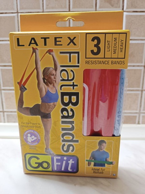 GoFit Flat Bands комплект с 3 ластика и книга за упражнения нов