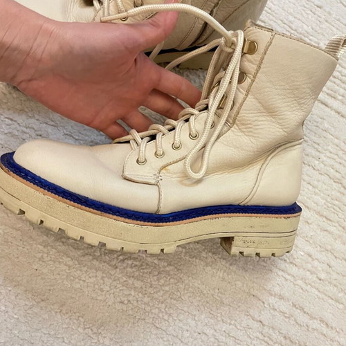 Μποτάκια Sam Edelman μεταχειρισμένα, γνήσιο δέρμα, μέγεθος 36,5-37, κρεμ