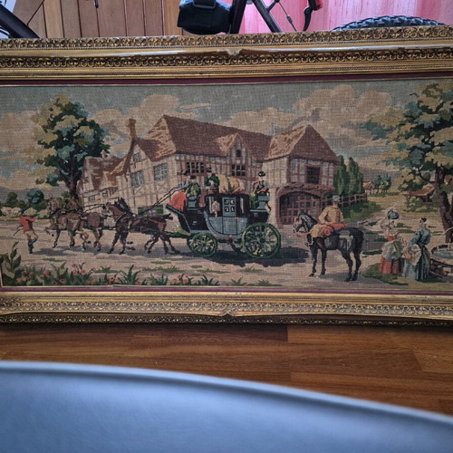 Large embroidered gobelin painting used with carriage