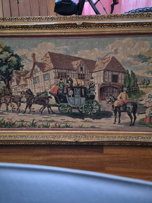 Large embroidered gobelin painting used with carriage