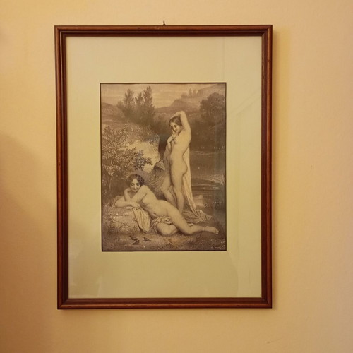Lithographs of Nymphs like new, set of 3 framed prints