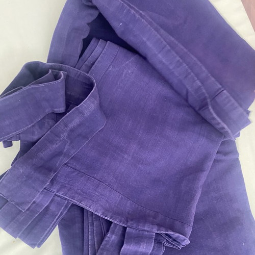 IKEA blue pair of curtains used, 100% cotton, includes tiebacks