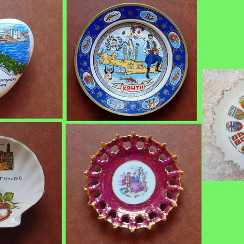 Vintage collection of 5 souvenir decorative plates