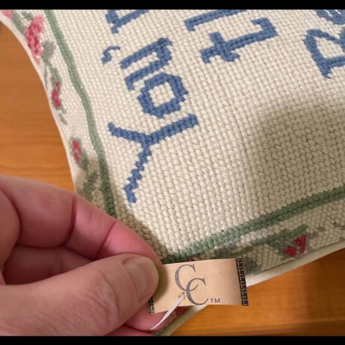Needlepoint decorative pillow new, square handmade