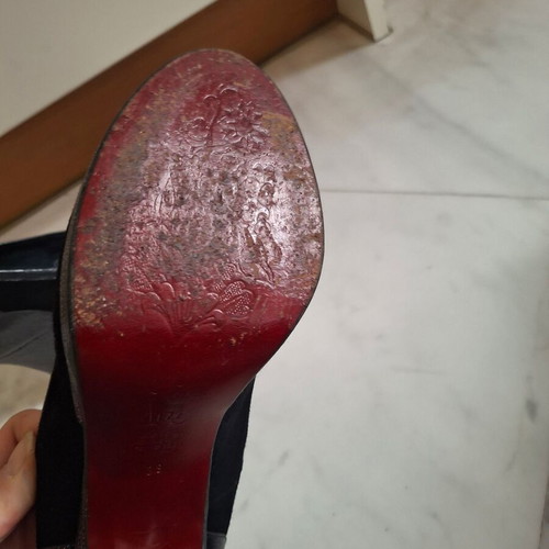 Γόβες Rebeca Sanver peep toe μέγεθος 39 μεταχειρισμένες, μαύρο δέρμα