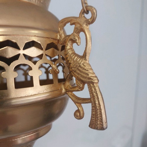 Silver-plated lamp used like new with 50 cm chain and 22 cm lamp hooks
