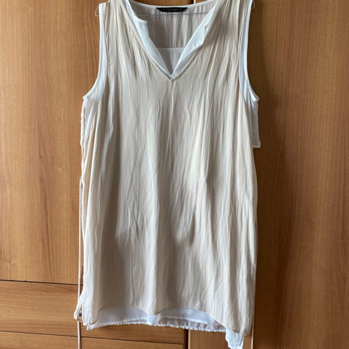 Zara sleeveless dress with double fabric new, white and beige, size L