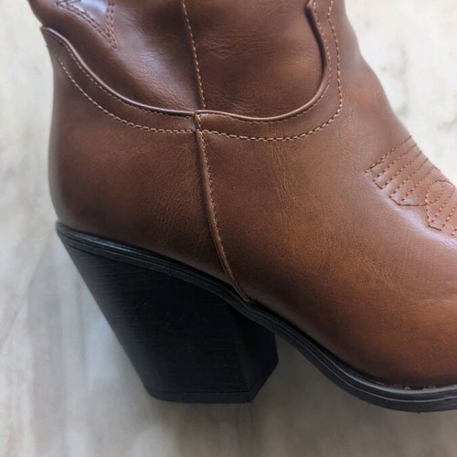 Cowboy boots like new, brown leather-look, high shaft