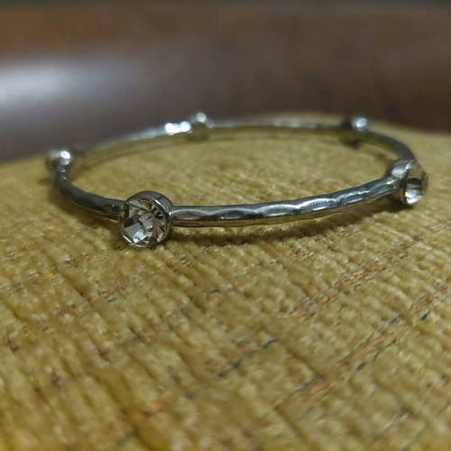 Silver bracelets set of 3 like new with stones and glitter