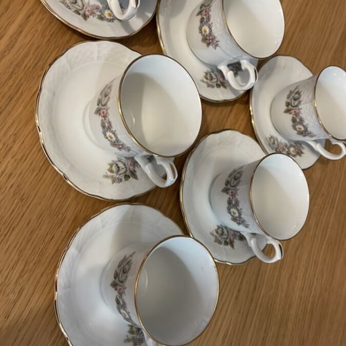 Bohemian porcelain tea set new with gold trim