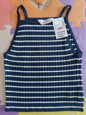 H&M x small striped summer top new with tag, blue and white