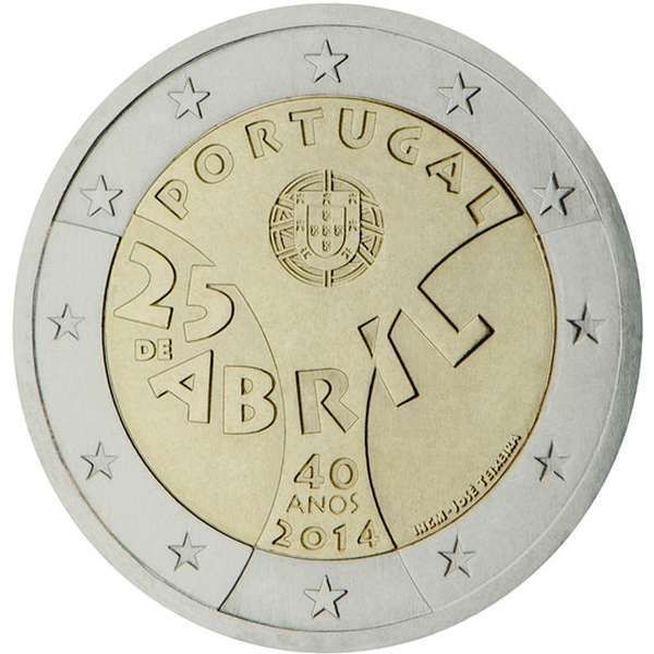  SAC portogalia 2 evro 2014 UNC epanastasi 1974